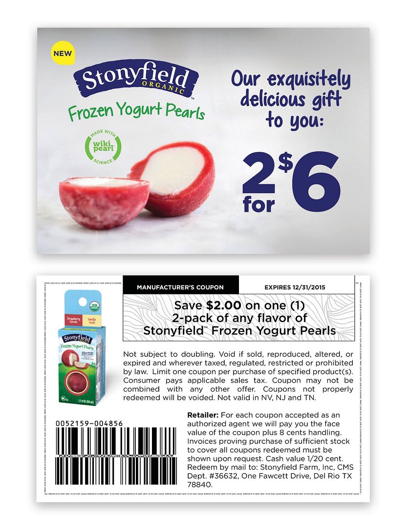Today Stonyfield Frozen Yogurt Pearls. ON TAP FOR TODAY